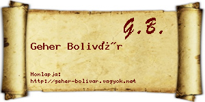 Geher Bolivár névjegykártya